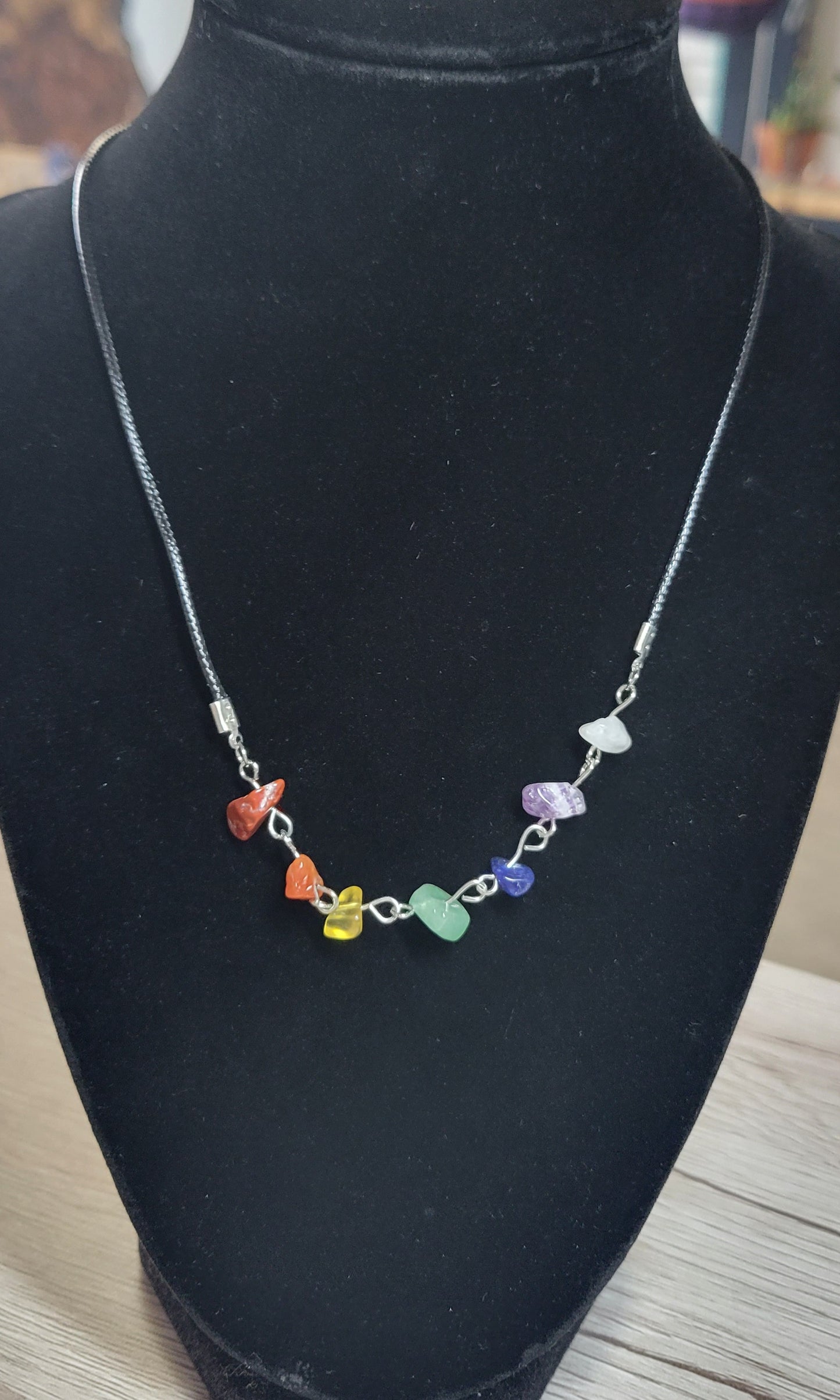 7 Chakra Chip Quartz Necklace