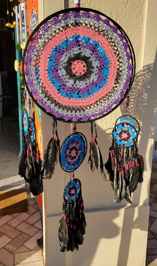 XL Crochet Lotus Multicolored Dreamcatcher