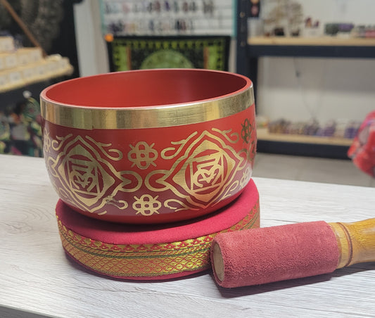 5 Inch Brass Singing Bowl with Cushion and  Rubbing Mallet