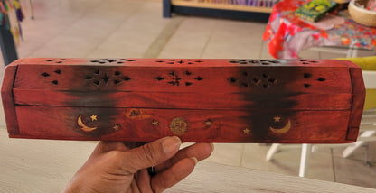 Wooden Incense Holder Box with Incense Storage Slot