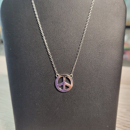 Peace Sign Necklace 925 Silver