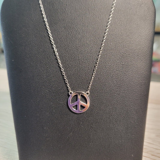 Peace Sign Necklace 925 Silver