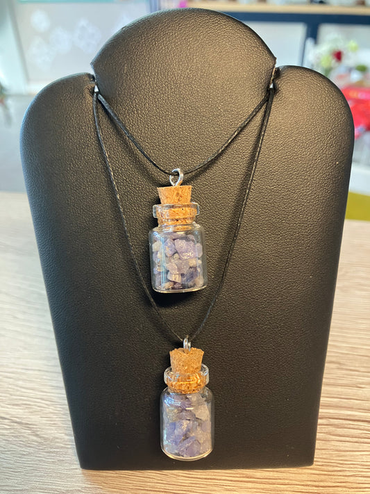 Raw Tanzanite Filled Bottle Pendant