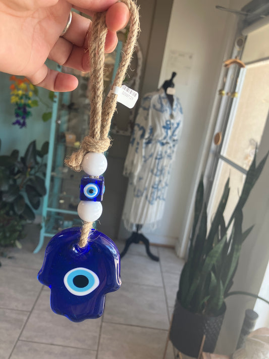 Blue Glass Hamsa Evil Eye Turkish Decoration