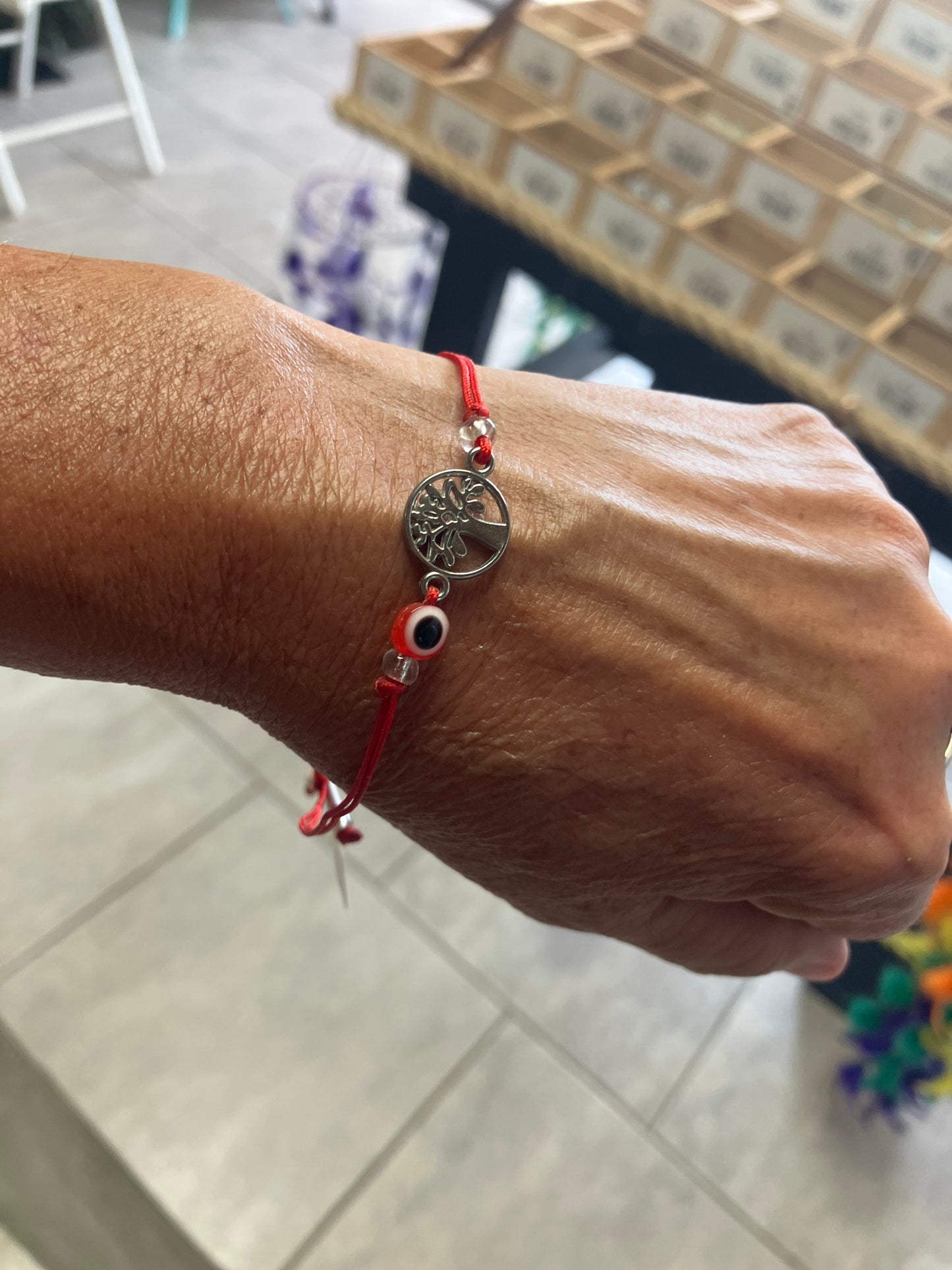 Tree of Life with Evil Eye Red String Bracelet