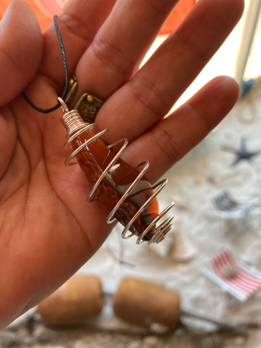 Carnelian in Spring Cage Pendant