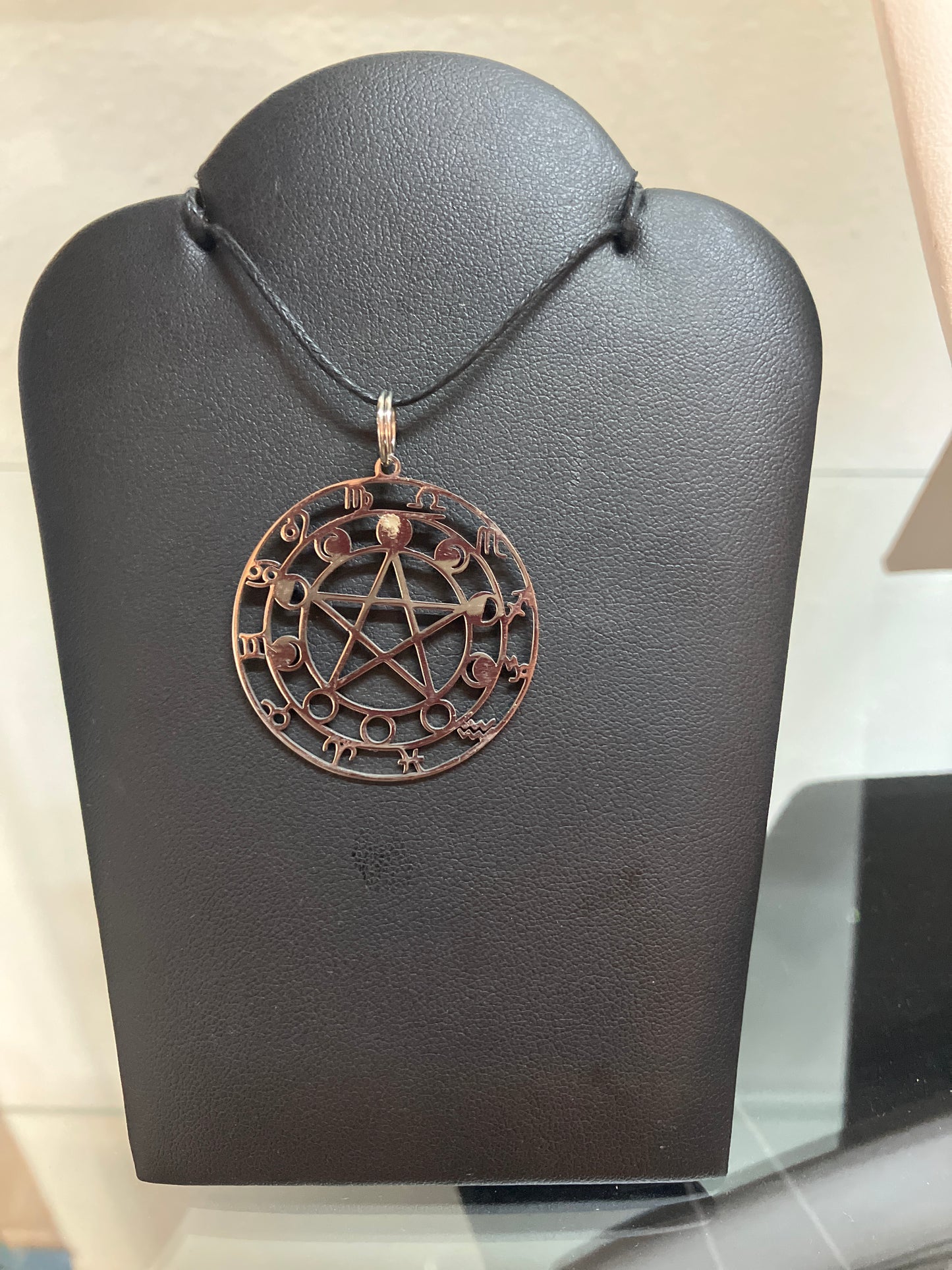 Moon Phases Pentagram and Zodiac Pendent