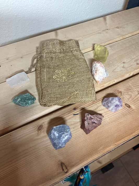 Large Raw Stone Chakra Set With Bag