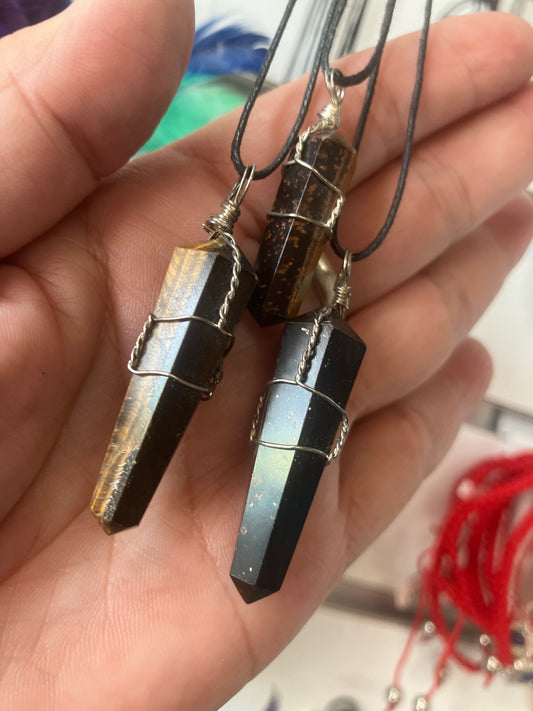 Tiger Eye Wire Wrapped Pendant