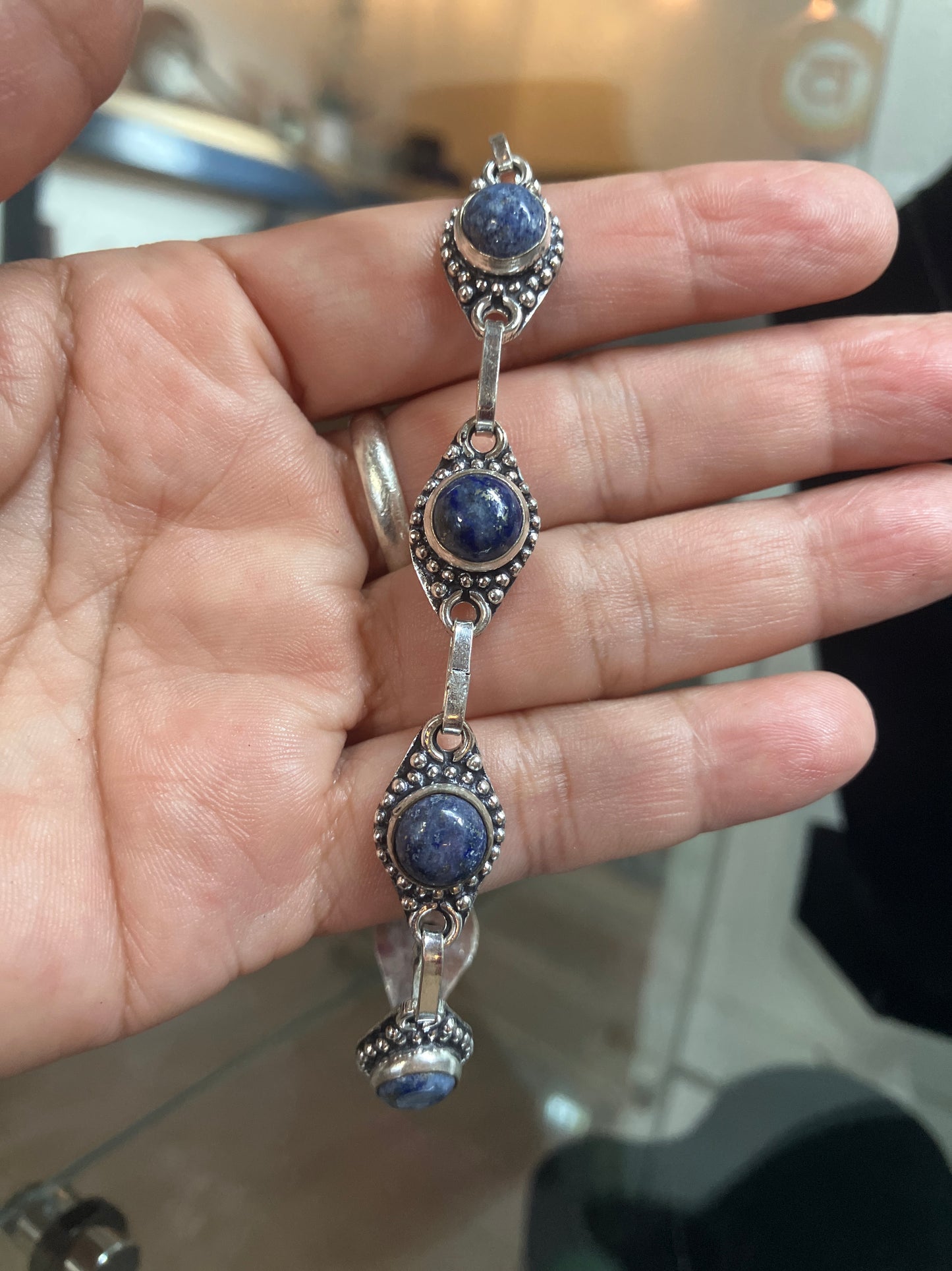 Sterling Silver and Lapis Bracelet from India