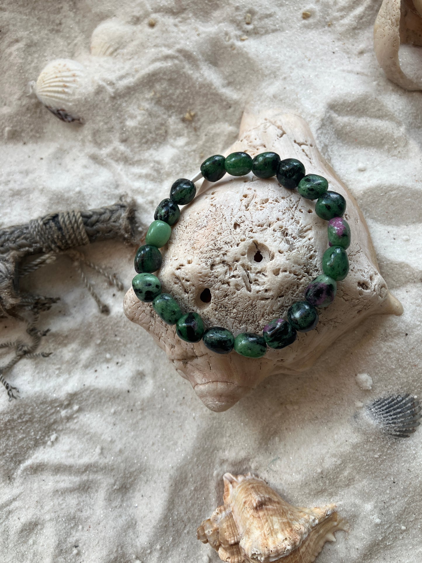 Ruby Zoisite Tumblestone Bracelet