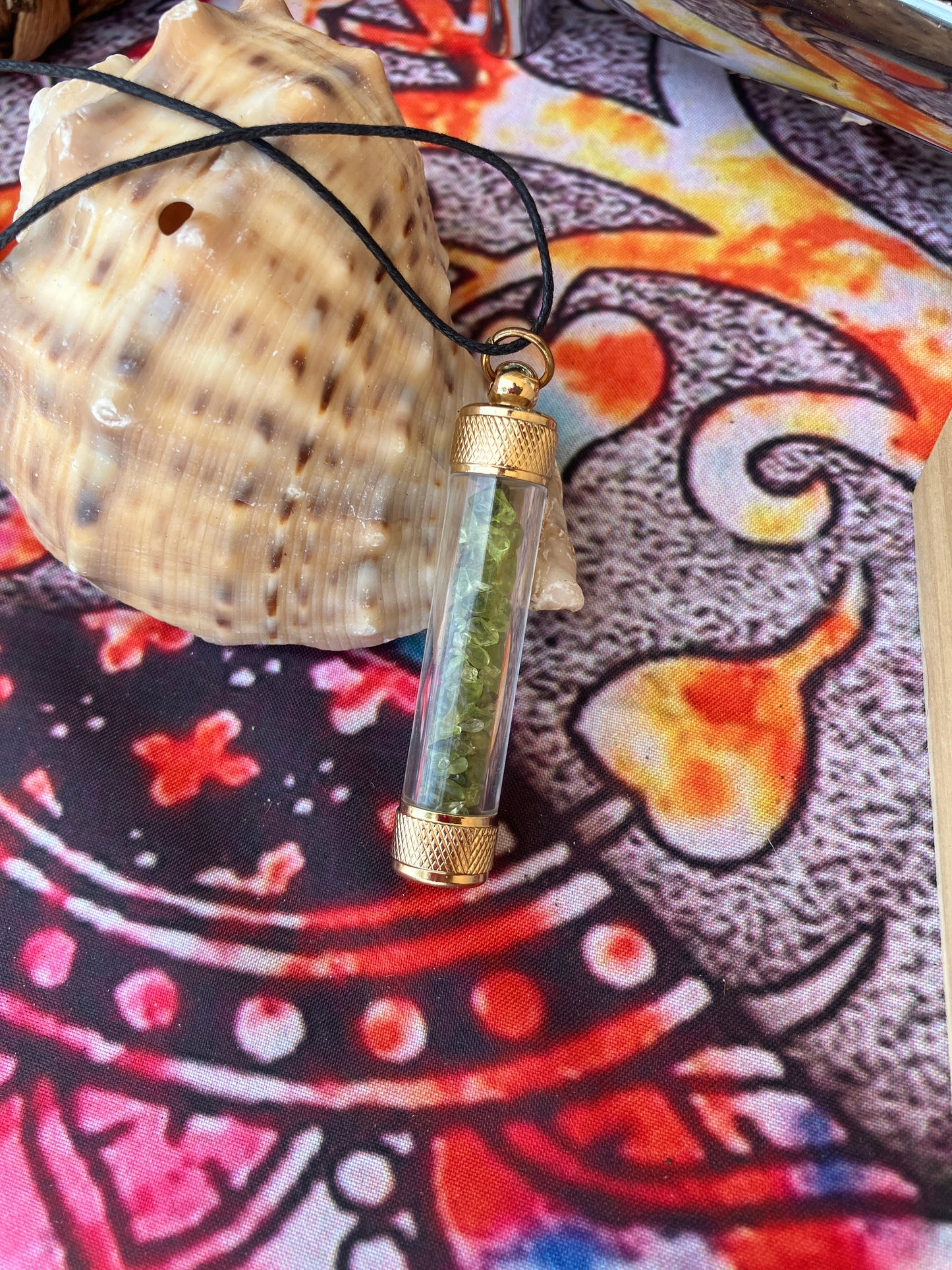 Peridot Filled Glass  Pendant