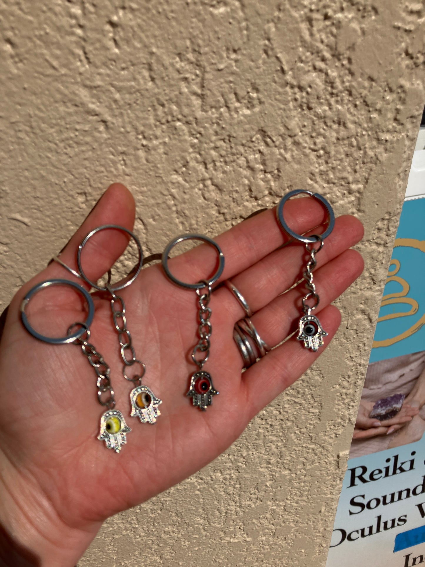 Celestial Charm/Hamsa Hand with Turkish Eye Keychain