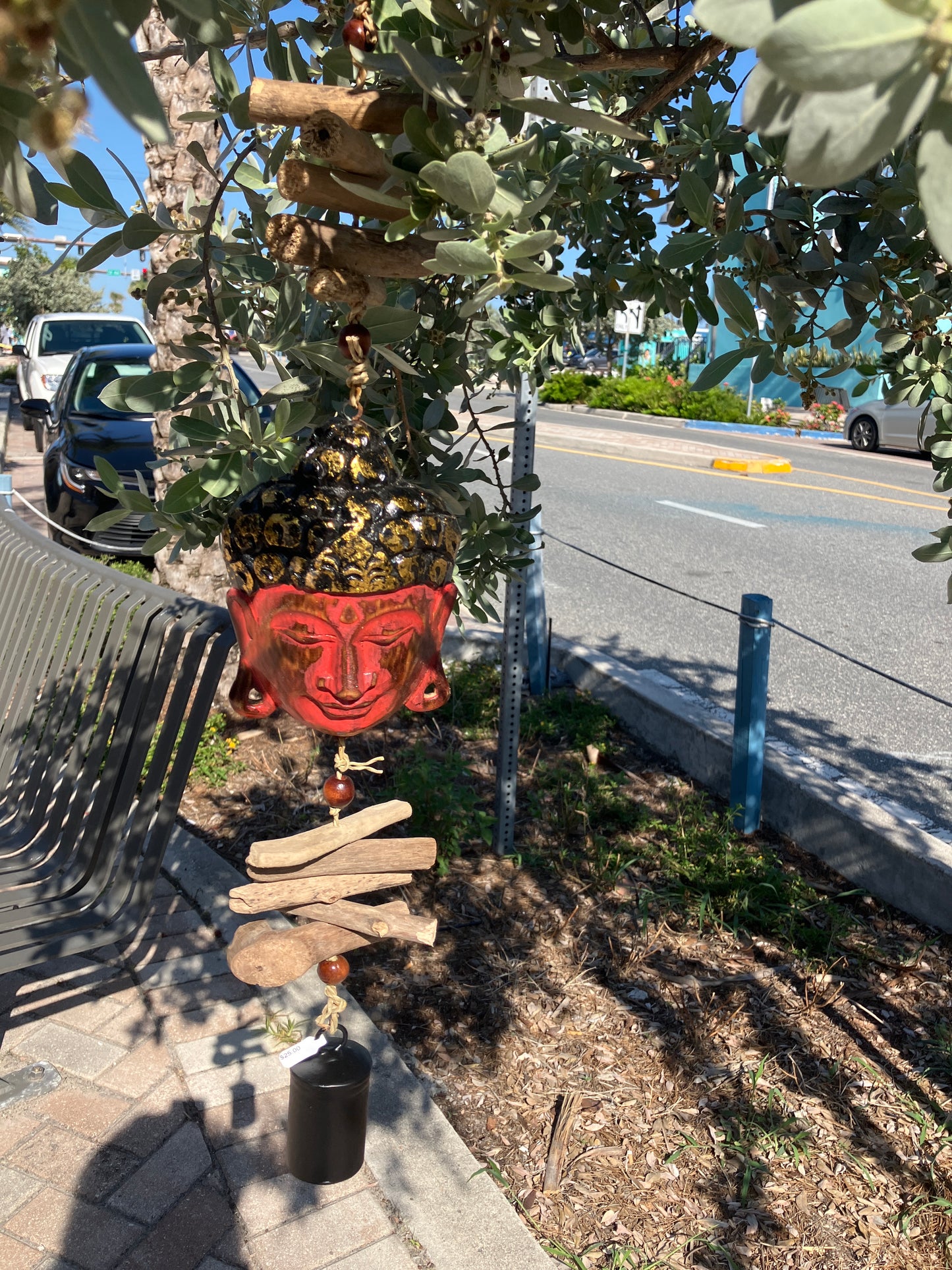 Buddha Bell Hanging with Driftwood