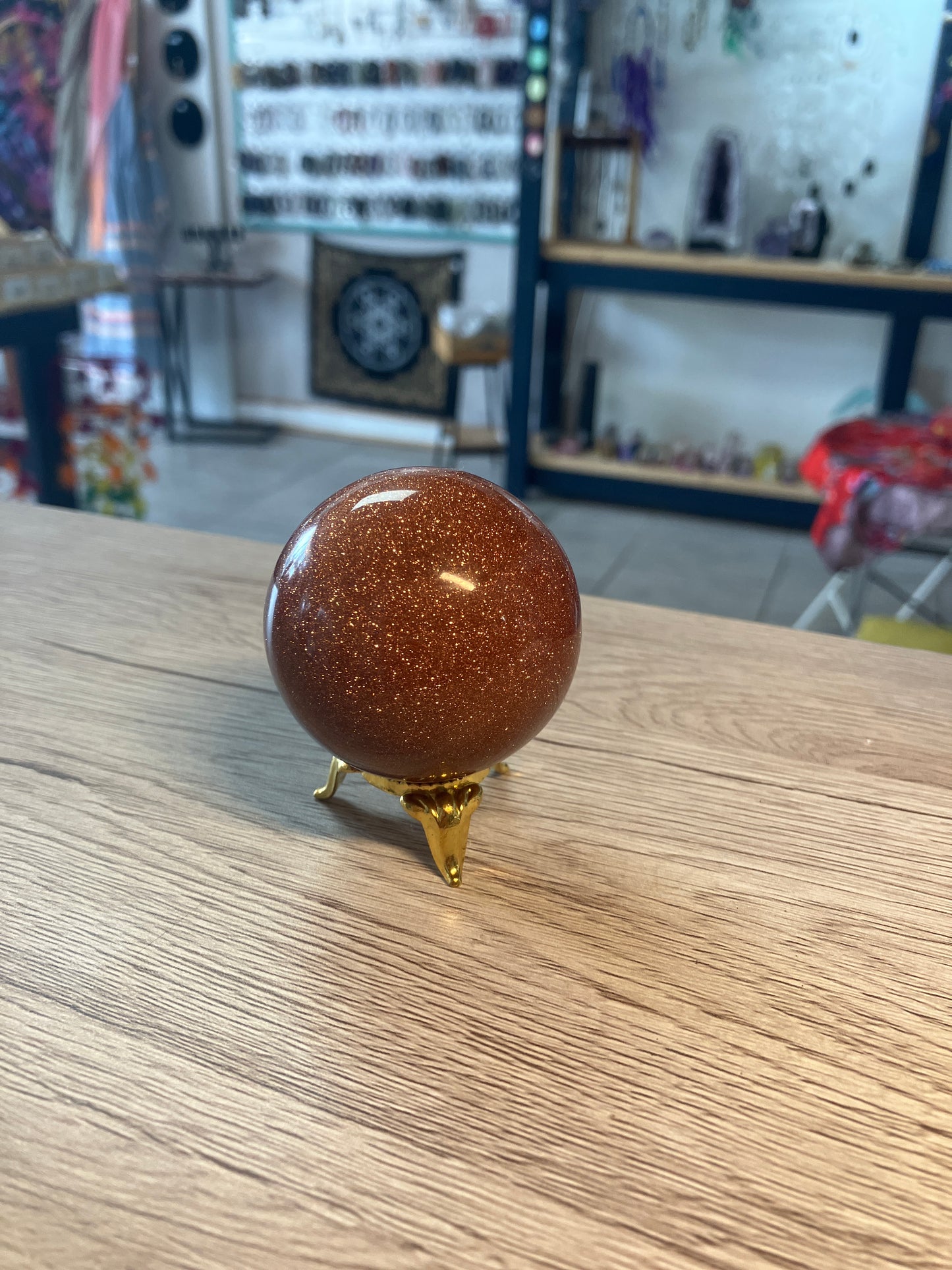 Goldstone Sphere on Stand