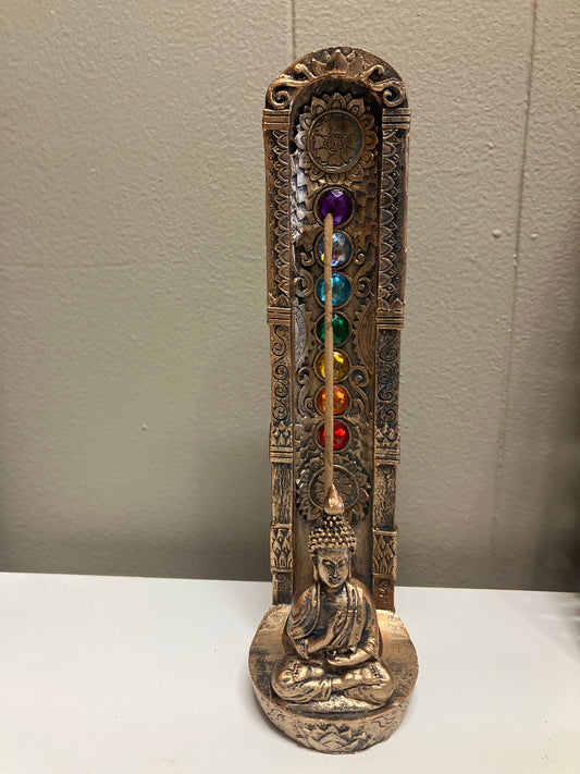 Bronze Colored Buddha with 7 Chakra Incense Burner