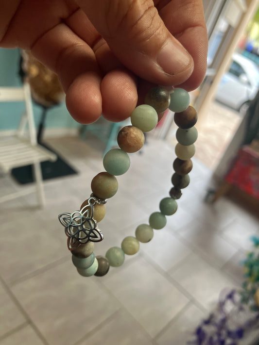 8 MM Amazonite Bracelet with Charm