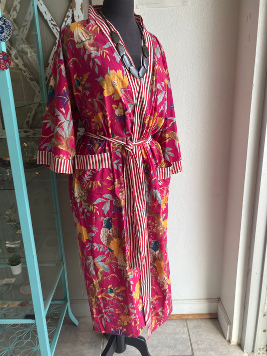 Long Cotton Pink Robe India