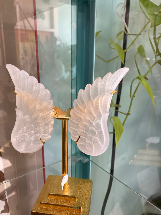 Selenite Wings on Stand