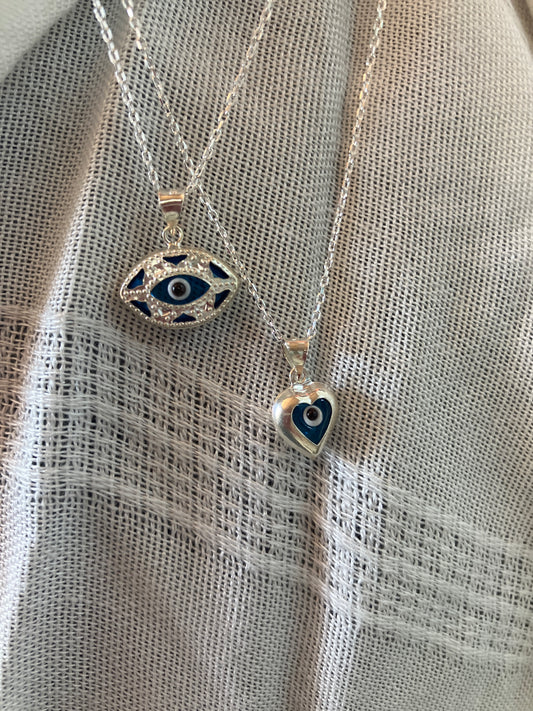 Sterling Silver Glass Evil Eye Pendant