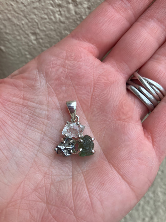3 Stone Pendant Sterling Silver